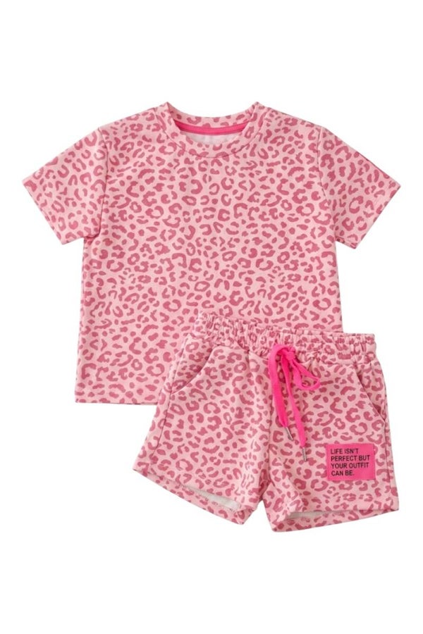 Meisjes zomerset fuchsia panterprint | Shirt & short