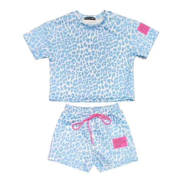 Meisjes zomerset blauw panterprint | Shirt & short
