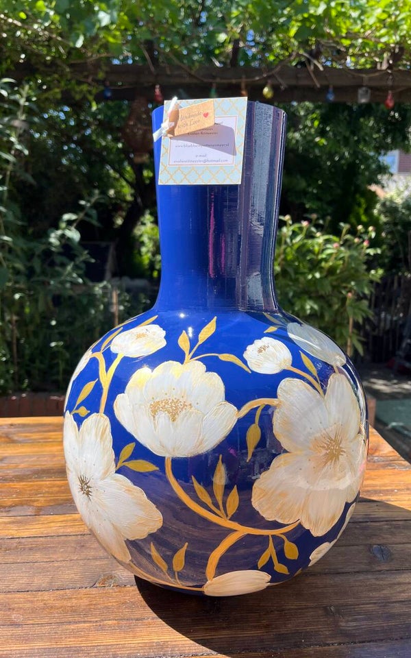 Handbeschilderde vaas 🩵
