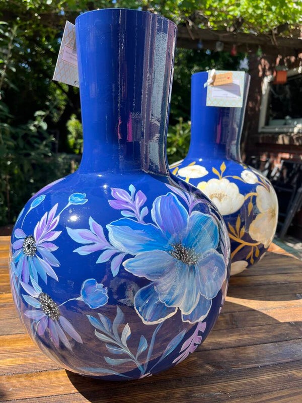 Handbeschilderde vaas 💙