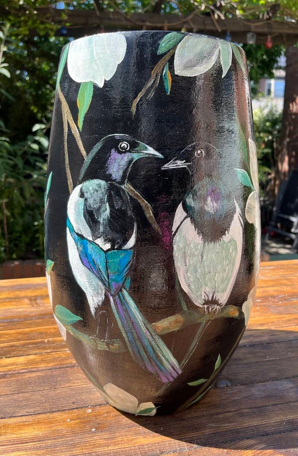 Handbeschilderde vaas 💚