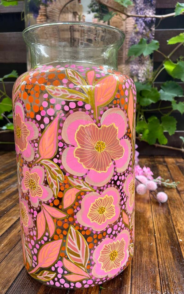 Handbeschilderde vaas  🩷