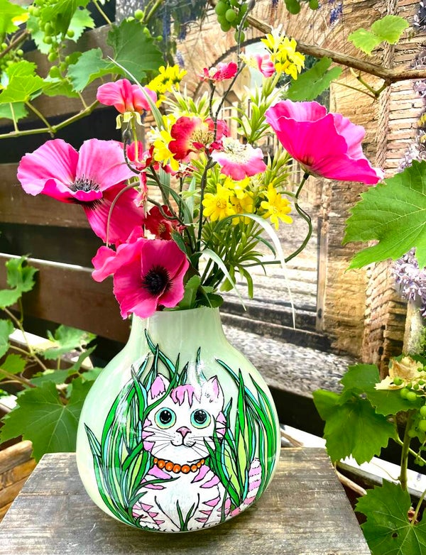 Handbeschilderde vaas M/L