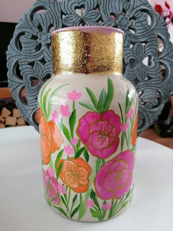 Handbeschilderde vaas M/L