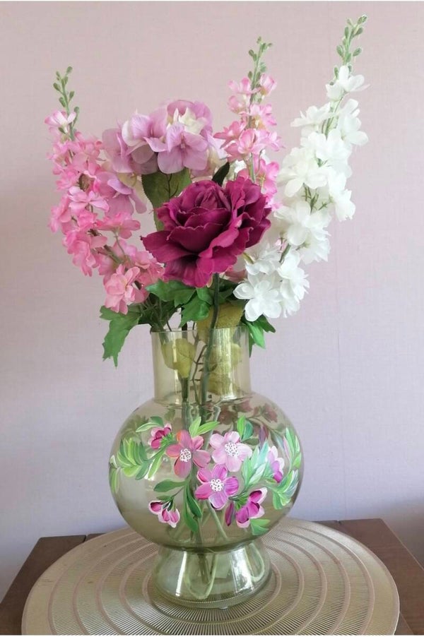 Handbeschilderde vaas 🩷