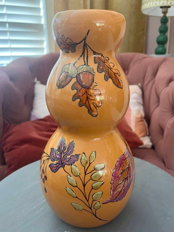 Handbeschilderde vaas 🧡
