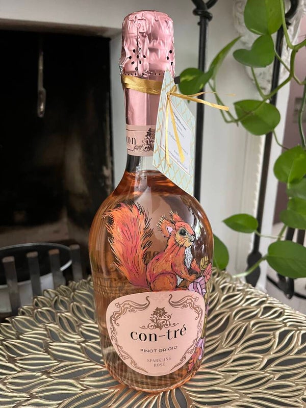Handbeschilderde fles Rosé