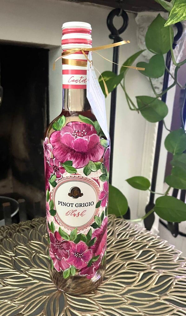 Handbeschilderde fles Rosé