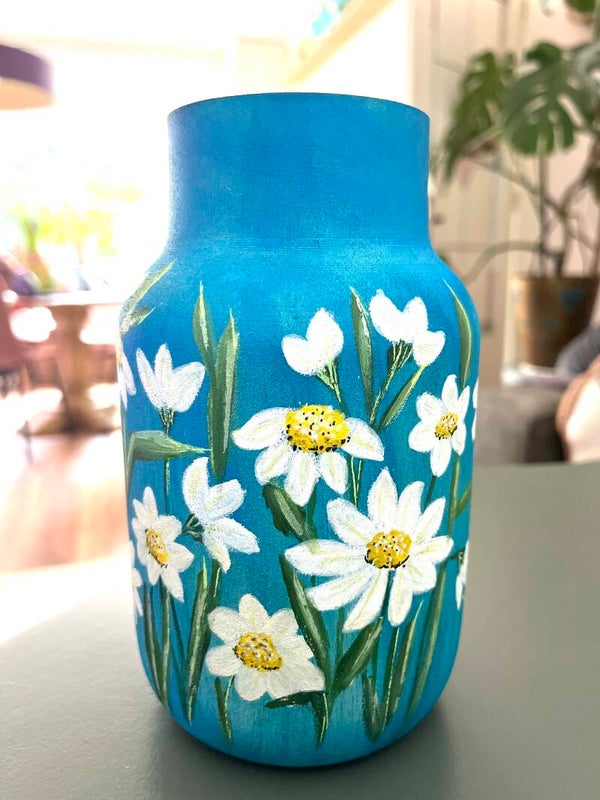 Handbeschilderde vaas 💛