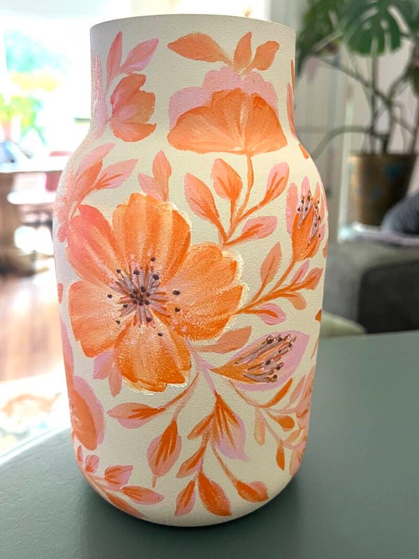 Handbeschilderde vaas 🩷