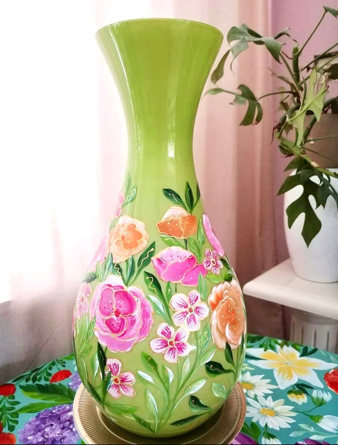 Handbeschilderde vaas 💚
