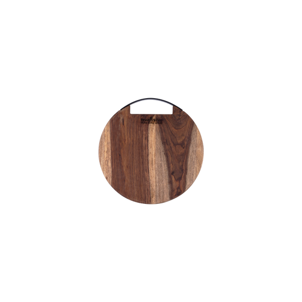 Rose Wood Serveerplank rond 1 metalen handvat