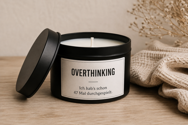 Spruchkerze Overthinking