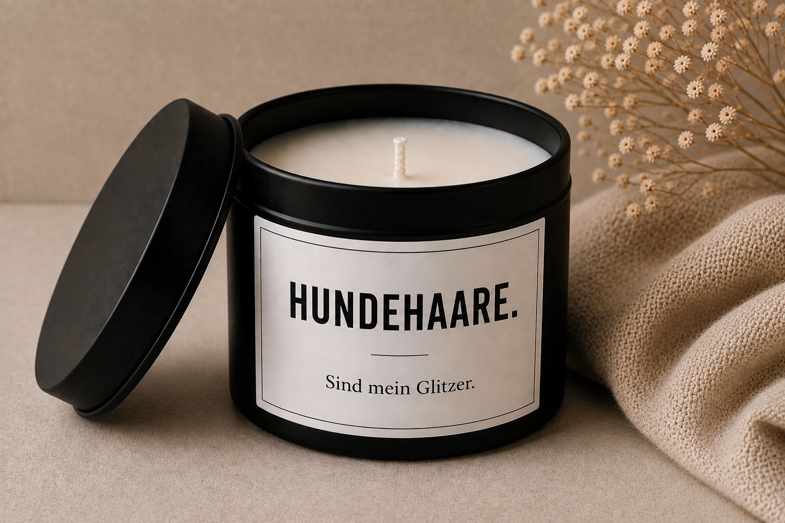 Spruchkerze Hundehaare