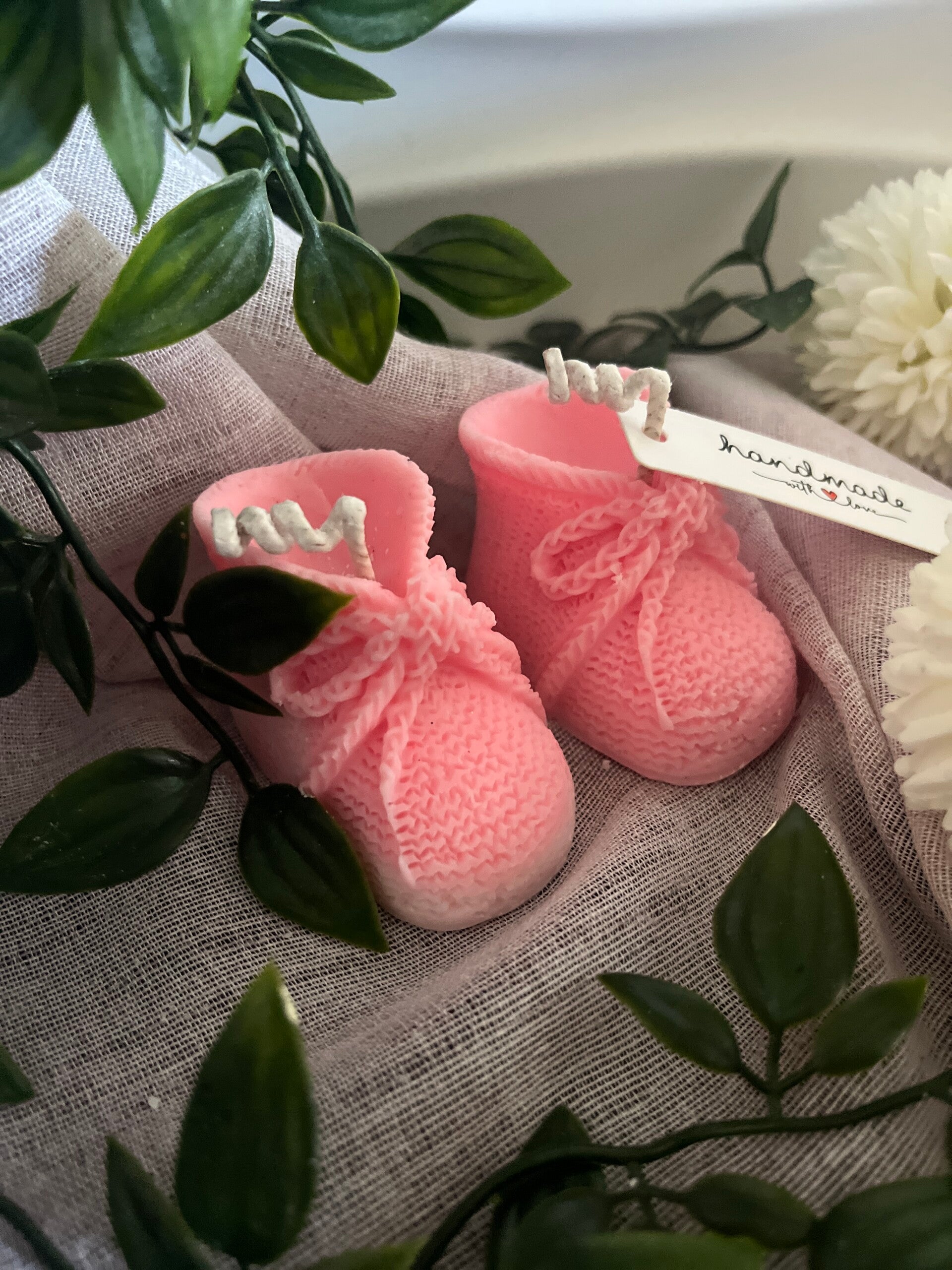Baby Schuhe Kerze Rosa