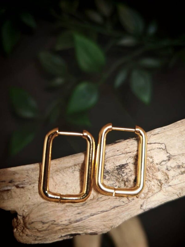 Créoles rectangulaires dorées