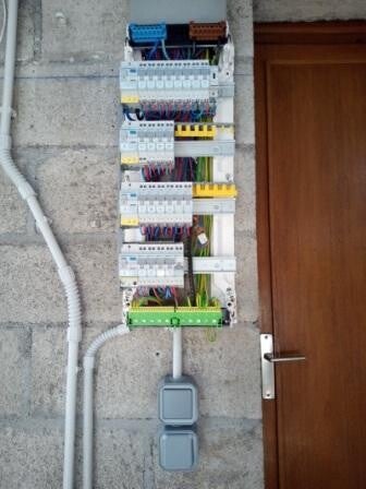 Travaux d’installation neuve avec tableau électrique en cours de câblage