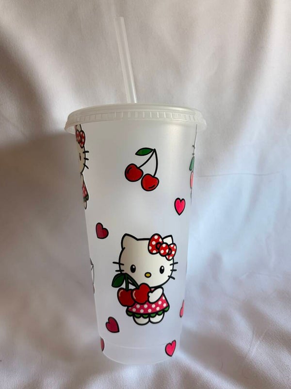 Hello Kitty Cold Drink Tumbler – Reusable Cup with Straw