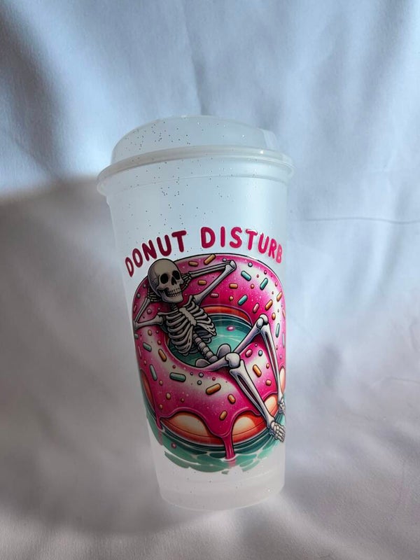 “Donut Disturb” Skeleton Travel Mug – Reusable Coffee Cup with Lid