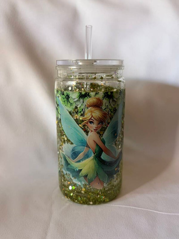 🧚✨ Tinker Bell Glitter Snow Globe Tumbler ✨🧚