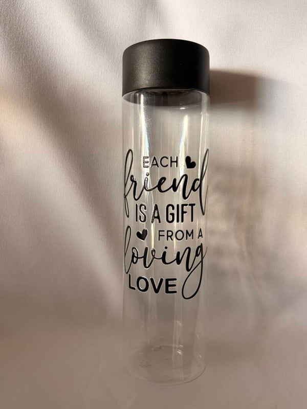 400ml Skinny Water Bottle with Inspirational Quote – Reusable Clear Bottle