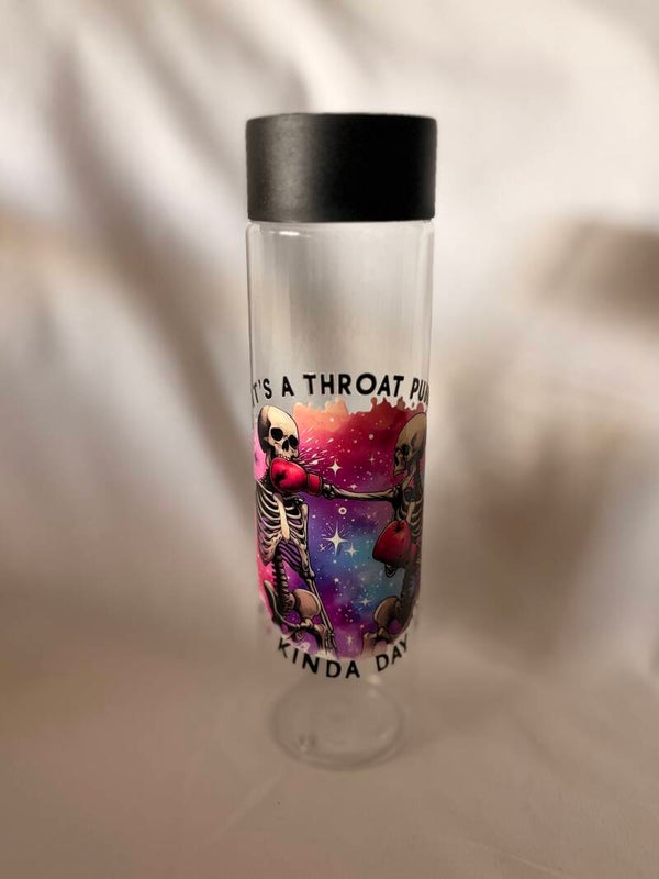 400ml Skinny Water Bottle with Funny Skeleton Boxing Design – Reusable Clear Bottle