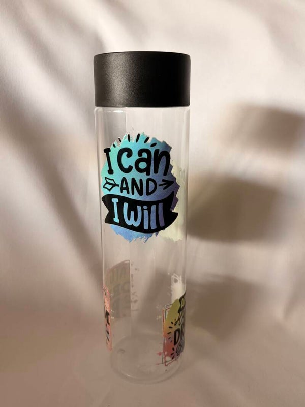 400ml Skinny Water Bottle with Motivational Quotes – Reusable Clear Bottle