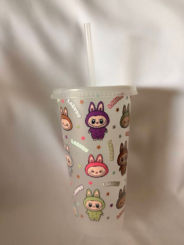 24oz Labubu Tumbler (Kids) – Reusable Cold Cup with Lid & Straw