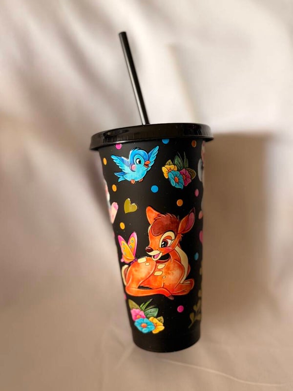 24oz Bambi Beaker – Reusable Cold Cup with Lid & Straw