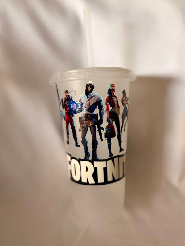 24oz Fortnite Beaker – Reusable Cold Cup with Lid & Straw