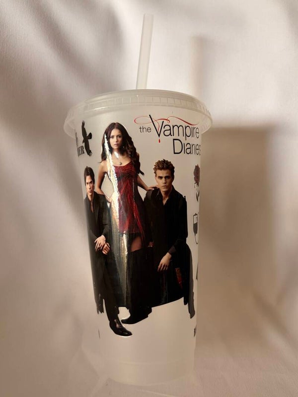 24oz The Vampire Diaries Beaker – Reusable Cold Cup with Lid & Straw