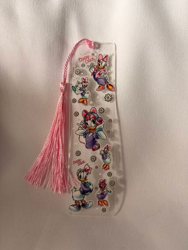 Daisy Duck Inspired Vinyl Design Bookmark with Pink Tassel 🩷🦆📚