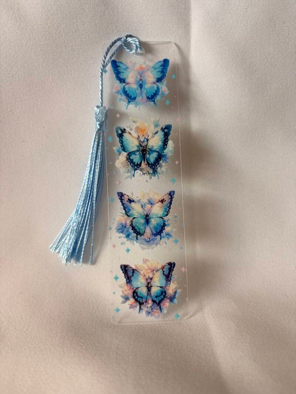 Blue Butterfly Vinyl Design Bookmark with Baby Blue Tassel 🦋💙📚