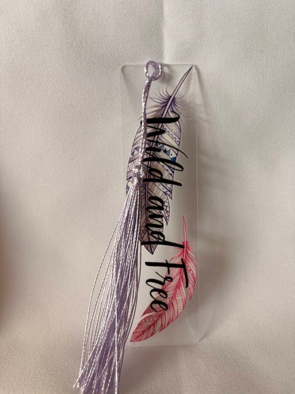 “Wild and Free” Feather Vinyl Design Bookmark with Lavender Tassel 🪶💜📚