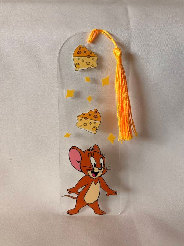 Jerry Inspired Bookmark with Cheese Design & Yellow Tassel 🧀🐭💛