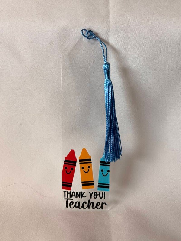 Thank You Teacher Bookmark with Blue Tassel 🍎✏️💙