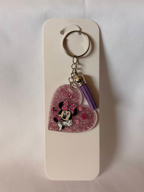 Glitter Heart Acrylic Keyring with Tassel