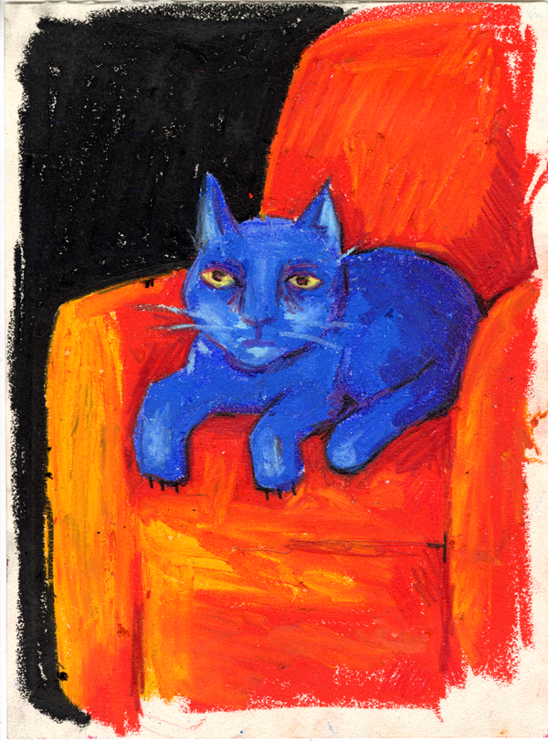 Cat on chair print