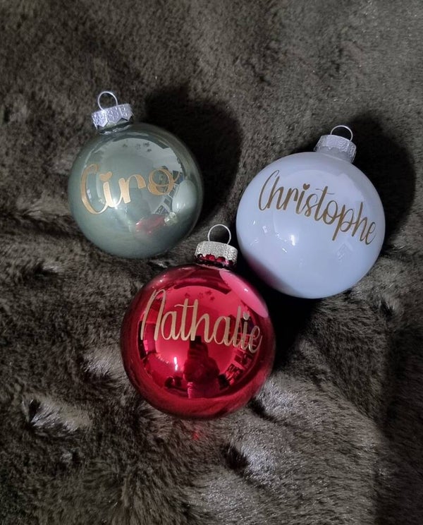 Glazen kerstbal met naam