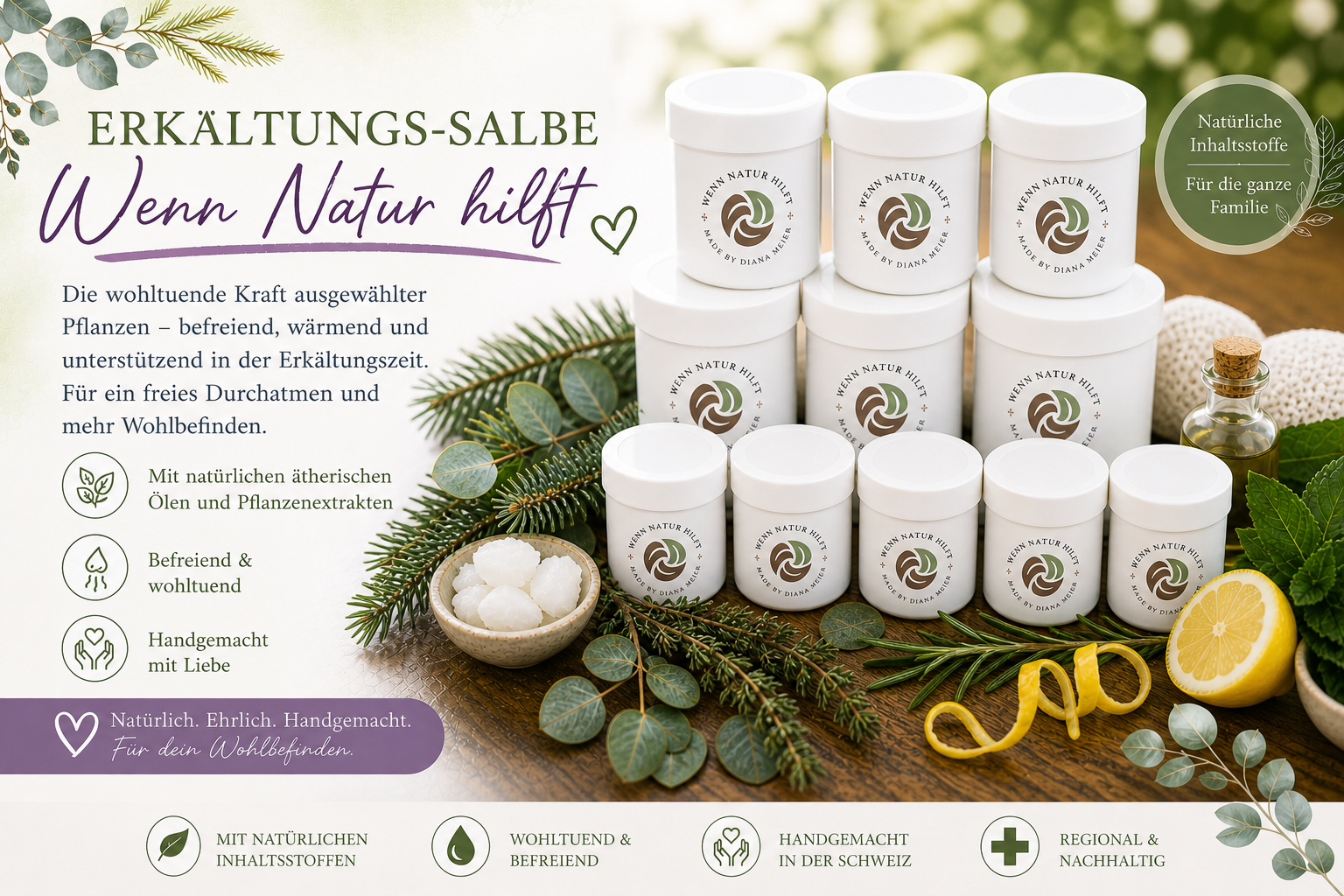 Erkältungs-Salbe 100g: Lindert Symptome wie Schnupfen und Husten