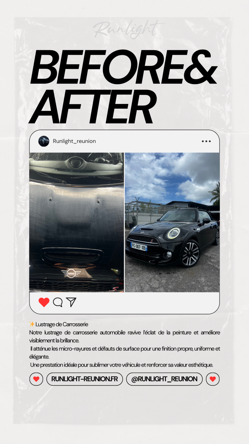 lustrage, polissage peinture, eclat et brillance carrosserie  ile de la reunion 