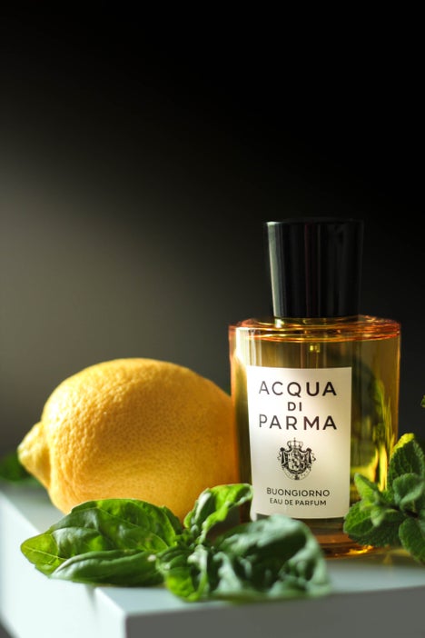 Lemon and basil composition with Acqua di Parma Buongiorno