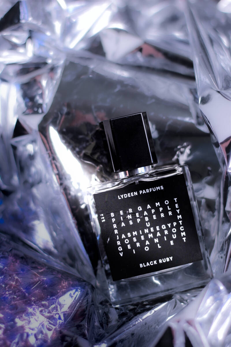 2. Beauty product display with edgy visual design