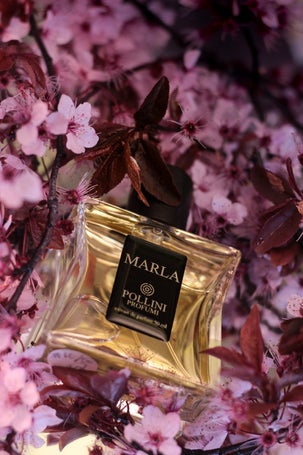 Still life fragrance image of Marla by Pollini with romantic pink tones