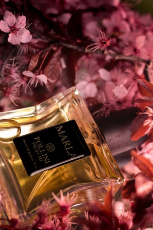 Still life fragrance image of Marla by Pollini with romantic pink tones