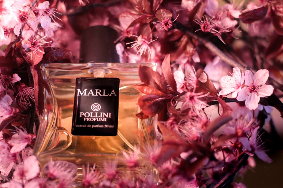 Still life fragrance image of Marla by Pollini with romantic pink tones