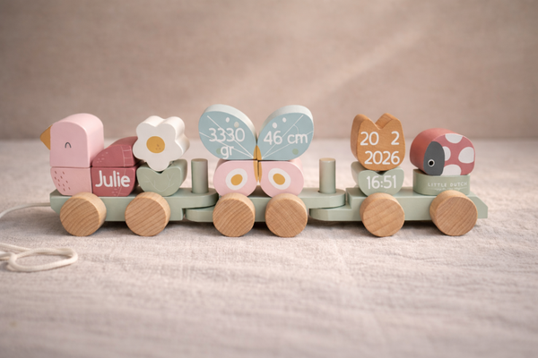 Gepersonaliseerde Little Dutch trein Flowers & Butterflies