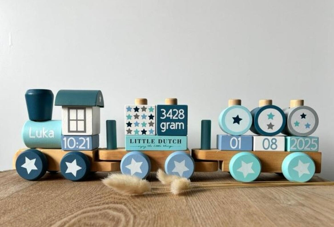 Gepersonaliseerde Little Dutch trein Midblue