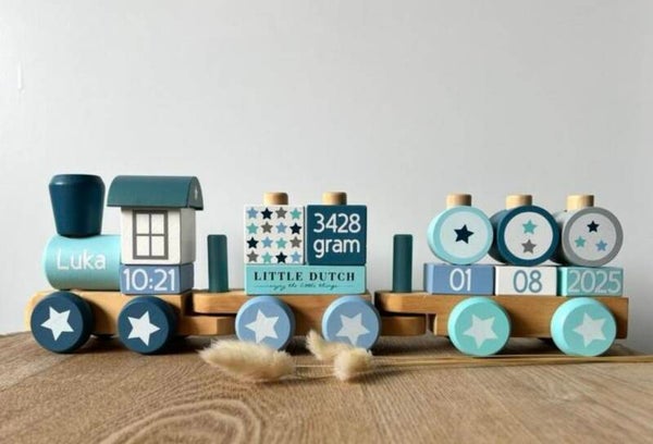Gepersonaliseerde Little Dutch trein Midblue