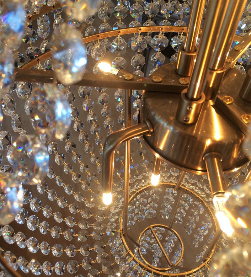 Zakkroonluchter in Brons 50 cm diameter met Gratis LED-upgrade en volmet echt kristal